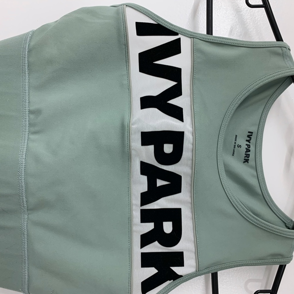 Ivy Park  Top, Sage Green with 3-d velvet  Logo - Picture 3 of 9